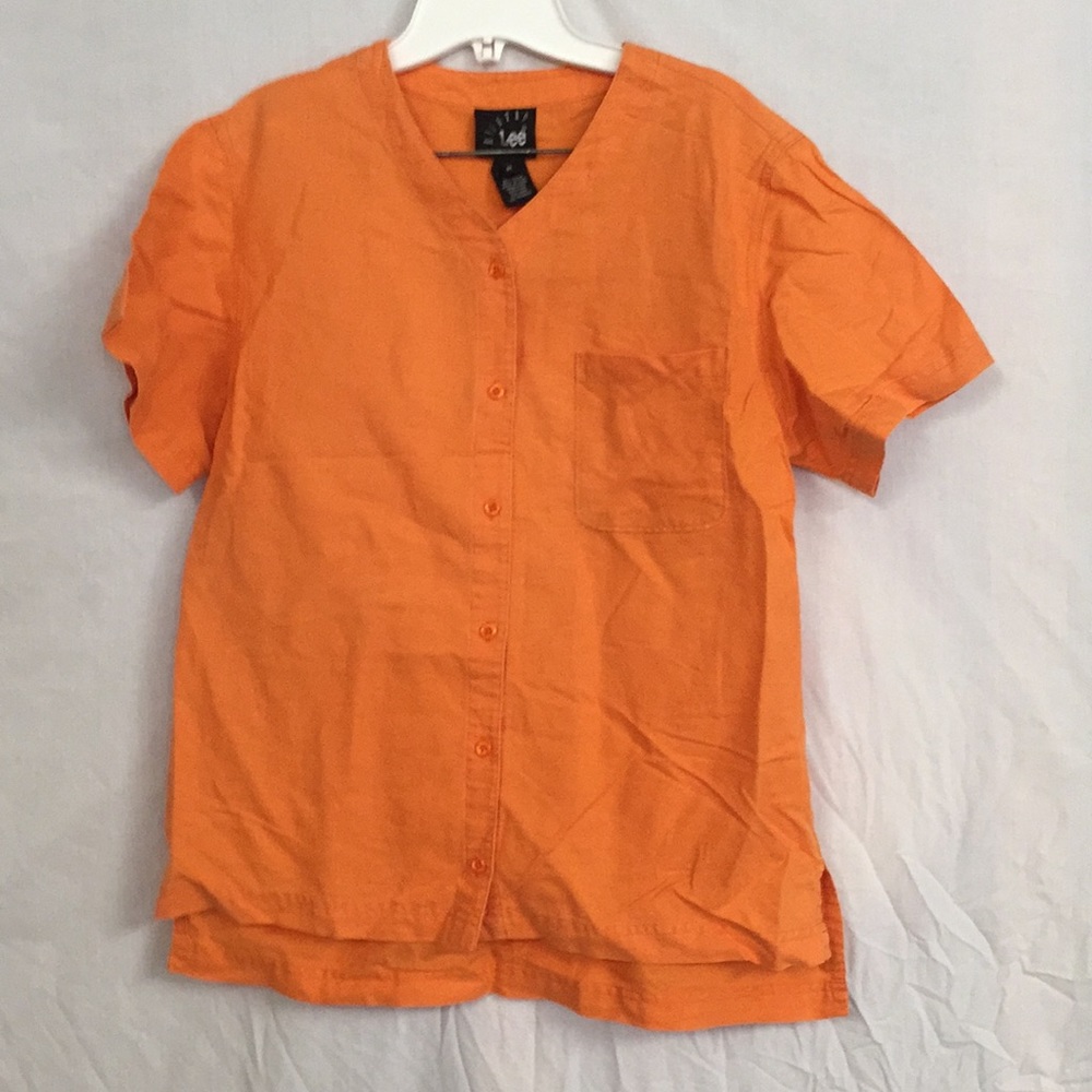 Woman’s Orange Cotton Shirt By Riveted Lee, Size M
